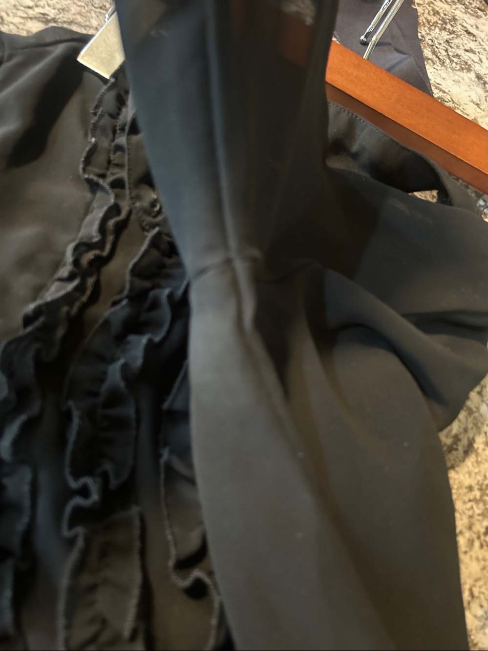 Norma Kamali Sheer Black Ruffled Button-Front Robe - Picture 5 of 6